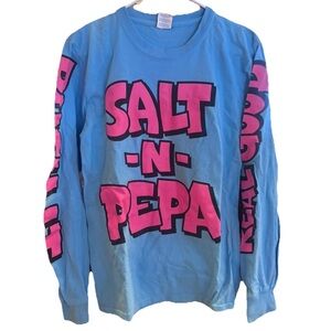 Salt-N-Pepa Unisex S 2019 Tour Long Sleeve Graphic Tee - Blue/Pink